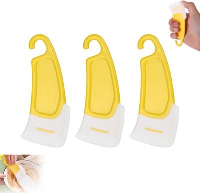3 stuks - Siliconen schraper - Keuken schraper - Gele handgreep keuken schraper - Hittebestendige schraper - Pottenreinigings schraper - Geschikt voor het voorkomen van harsoverdracht en het beschermen van bestek, potten en pannen (geel)