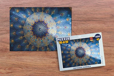 Puzzel Cirkel - Mandala - Blauw - Geel - Legpuzzel - Puzzel 500 stukjes