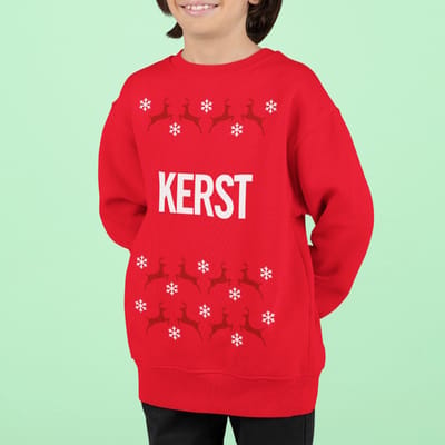 Foute Kersttrui Rood Kind - Kerst Rendieren (3-4 jaar - MAAT 98/104) - Kerstkleding voor jongens & meisjes