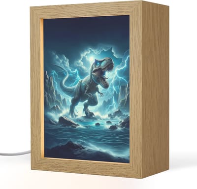 Nachtlampje 15x20 cm - Kinder lampje - Dino - Blauw - Jongens - Tafellamp kinderkamer - Slaapkamer lamp - Bedlamp kinderen - Kinderlampje stopcontact - Wandlamp babykamer - Nachtlampjes
