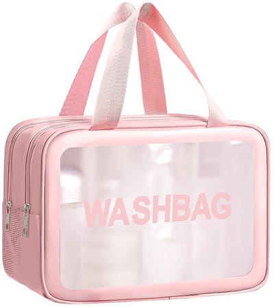 Dailygoods - Waterdichte Toilettas Dames Roze - Grote Reis-waszak met Scheiding