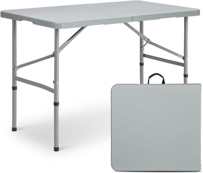 Opvouwbare Kunststof Tafel - Klaptafel Handgrepen - Buiten Bijeenkomsten - Ruimtebesparend Ontwerp - 1.2 Meter - Grijs