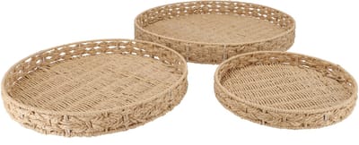 Daan Kromhout - Decoratief dienblad - Set van 3 - Plate - Seagrass - Naturel - Binnen & Buiten – Ø30/Ø40/Ø50 cm