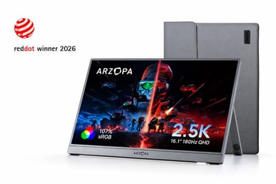 Arzopa Z3FC Portable Monitor 16,1 inch - 2.5K QHD IPS - 180Hz Gaming - 400 nits - 107% sRGB - FreeSync - 2xUSB-C - HDMI 2.0 - Premium Aluminium