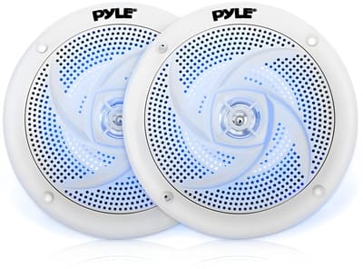 Pyle Marine Luidsprekers - 2-Weg Waterdichte Speakers- Weerbestendige Buitenluidsprekers- Luidsprekers voor Boten- Audio Stereo Geluidssysteem met LED-Verlichting- 180 Watt - 1 Paar