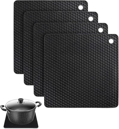 Siliconen pannenlappen (set van 4) - Veelzijdig- hittebestendig tot 240 °C - Hoogwaardige siliconen pannenlappen voor potten en pannen