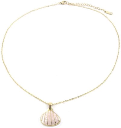Ketting - sieraad - accessoire - RVS - verstelbaar - goudkleurig - roze - hip - trendy - tijdloos - schelp - zomer - zee - zon - strand - feest - cadeau - vrouwen - dames