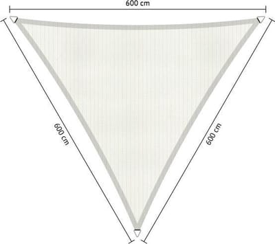 Shadow Comfort® Gelijkzijdige driehoek schaduwdoek - UV Bestendig - Zonnedoek - 600 x 600 x 600 CM - Mineral White