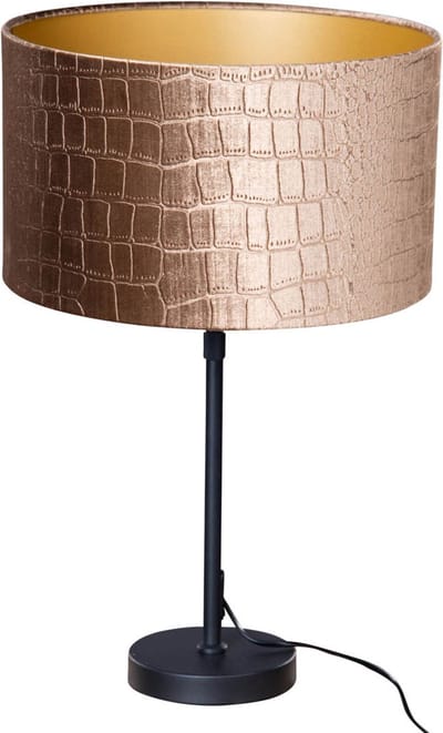 QAZQA parte shade - Klassieke Tafellamp met kap - 1 lichts - H 70 cm - Zwart Goud - Woonkamer | Slaapkamer | Keuken