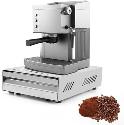 Dailygoods- Onderbak Roestvrij Staal - Koffieklopbak - Geluidsabsorberende Slagstang - 350 x 250 x 100mm - Praktisch - Ruime Lade - Koffiedikbak