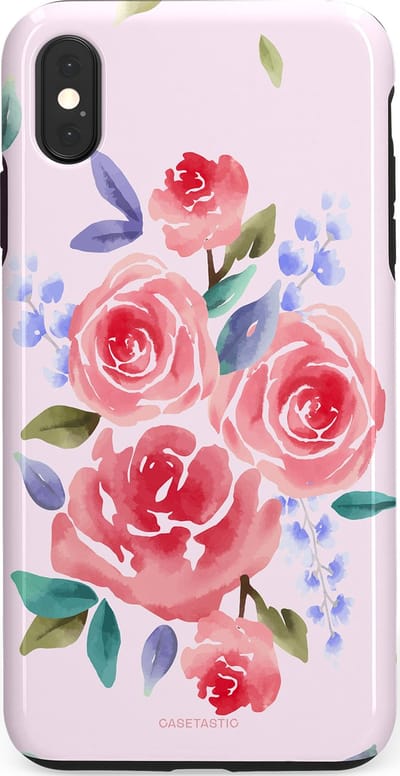 Casetastic hoesje geschikt voor Apple iPhone XS Max - Dubbellaagse bescherming - Aquarel pracht - Fashion Case - Lichtroze Lavendel