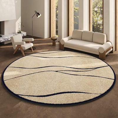 Tapijten in Franse stijl voor woonkamer Verdikken Wasbare vloermat Groot oppervlak Garderobe Rond tapijt Retro Slaapkamerdecor Pluche vloerkleed 120*120cm