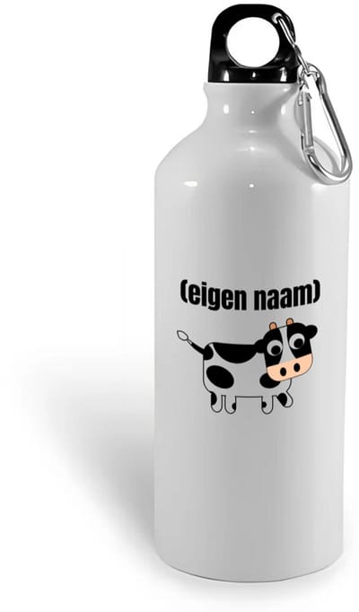 Hacebo® - kleine koe met eigen naam waterfles - Koe - boeren/koeien liefhebbers - iemand die houdt van koeien - verjaardag - cadeau - kado - water fles - 400ML