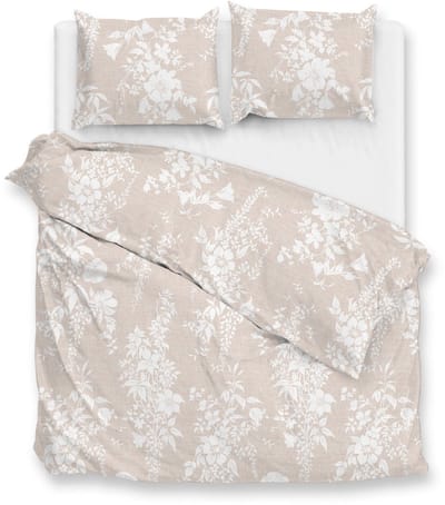 Zohome Dekbedovertrek Ibisco di Lino - Sandy Beige - Bloemen - Dekbedovertrek - 240x200-220 cm - 100% Katoen - Lits-Jumeaux