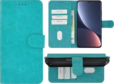 MoDo hoesje Geschikt voor Xiaomi 12 Pro - Kunstleer Book Case - Turquoise