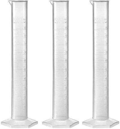 Dailygoods- Meetcilinder 100 ml - Plastic Gegradeerde Cilinder - Set van 3 - Duurzaam - Breukbestendig - Voor Keuken/Laboratorium - Maatcilinder