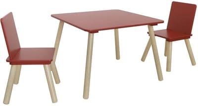 sweeek - Kindertafel vierkant met 2 stoelen grenenhout - judith