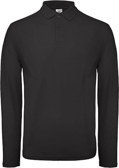 Men's Long Sleeve Polo 'ID.001' Zwart B&C Collectie maat S