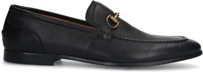 Manfield - Heren - Zwarte leren loafers - Maat 41