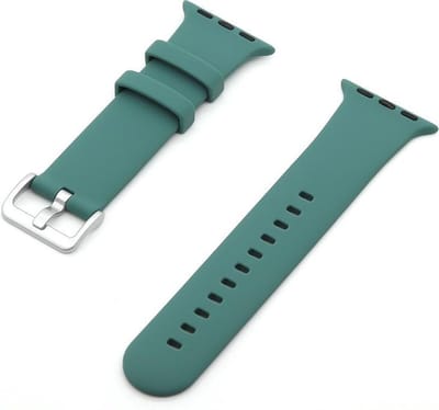 By Qubix - Geschikt voor Apple Watch bandje - Rubberen Siliconen sportbandje met gesp - Donkergroen - Geschikt voor Apple Watch 38mm / 40mm / 41mm / 42mm - siliconen sport bandje - smartwatchbandje