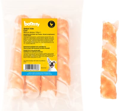 Boomy - Hondensnacks - Hondensnoepjes - Kauwstaaf hond - Select Hide - Curl medium - 20cm - 4st
