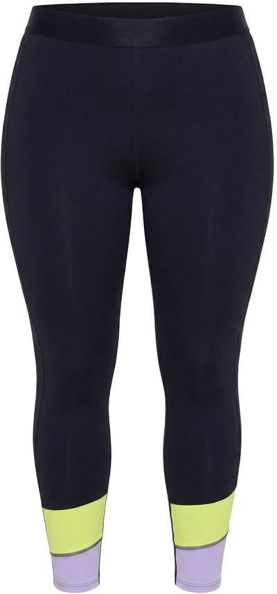 Ulla Popken - Dames - Sportlegging colorblocking zakken gerecycled - Zwart - Maat 46+
