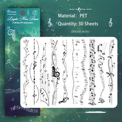 30 vellen Fantasia Of The Night PET-stickers voor scrapbooking DIY decoratief materiaal collage dagboek
