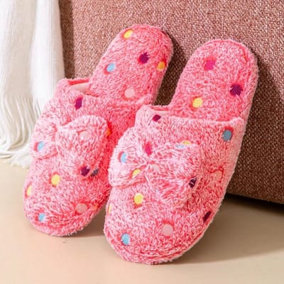 Herfst en Winter Puur Katoen Pantoffels Indoor Antislip Zachtzool Schoenen Warme Eenvoudige Pluche Katoenen Schoenen 40-41 rood