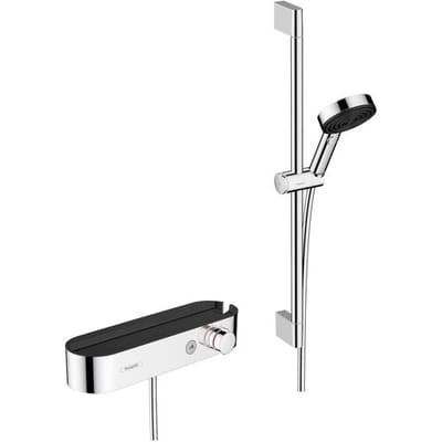 hansgrohe Pulsify Select S doucheset 105 3jet Activation met handdouche, thermostaat, glijstang 65cm, schuifstuk en doucheslang chroom
