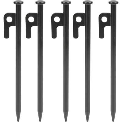 5 Pièces Piquets de Tente Multifonctionnels Robustes en Métal Pénétration Facile Résistants à la Corrosion Piquets de Sol pour Camping Plein Air 20cm black