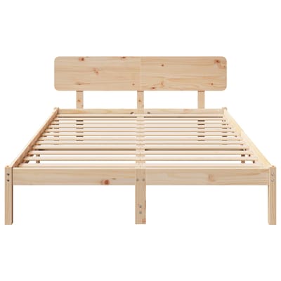 vidaXL - Bedframe - met - hoofdeinde - Naturel - 140 - x - 200 - cm - Massief - grenenhout