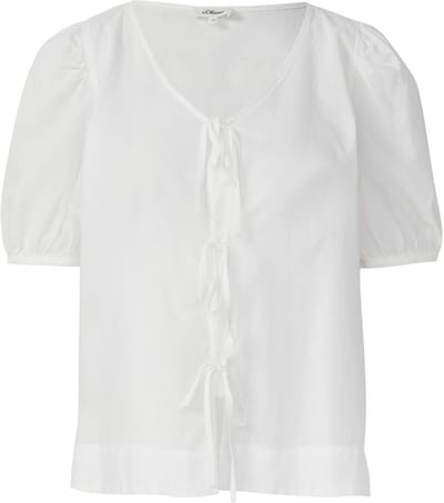 Katoenen Blouse met V-hals en Zwarte Mouwen voor Vrouwen s.Oliver