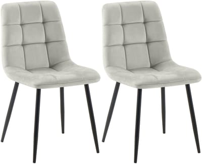 CLP Tilde Set van 2 eetkamerstoelen - Zonder armleuning - Industrieel - Fluweel/grijs