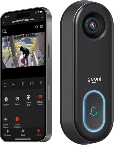 Slimme Deurbel met HD Camera, Bewegingsdetectie en Nachtzicht | Werkt met Alexa & Google