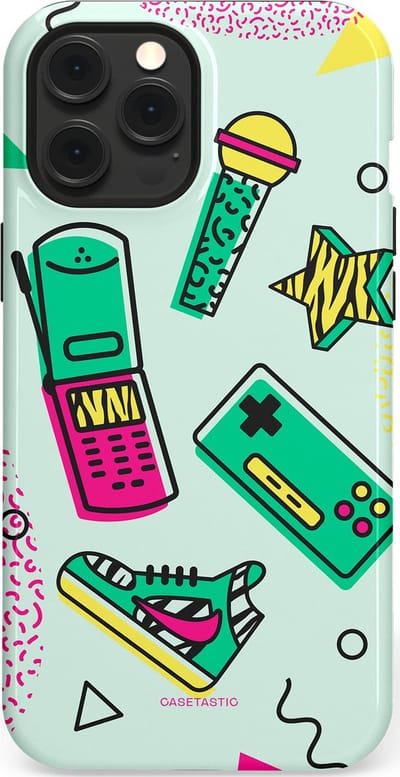 Casetastic Hoesje Geschikt voor Apple iPhone 12 Pro Max Magsafe - Stijlvolle Beschermende Duo-layer Case - Retro 80s sneaker