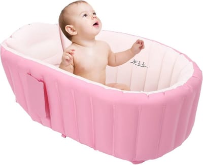Opblaasbaar babybad voor peuters - ideaal voor thuis, hotels en onderweg - Roze