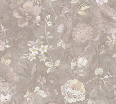 BLOEMEN BEHANG | Landhuis stijl - Meerkleurig Bruin - A.S. Création Natural Living D`eco