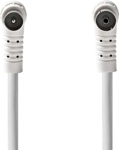 Nedis Coaxkabel - IEC (Coax) Male - IEC (Coax) Female - Vernikkeld - 120 dB - 75 Ohm - Viervoudig Afgeschermd - 5.00 m - Rond - PVC - Wit - Doos