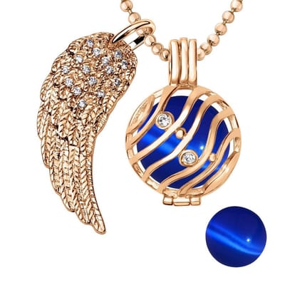 Engelenroeper 18mm Bolhouder met Ketting 90cm en Bolletje - Dames - Roségoudkleurig Golven - EBS18074