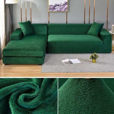 Fluwelen bankhoes dik elastisch 1/2/3/4-zits bankhoes voor woonkamer Fluwelen pluche L-vormige hoekbankhoes bankhoes 1 SEAT (90-140CM)