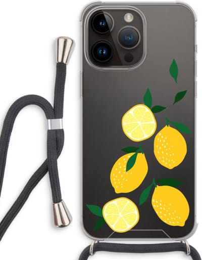 Case Company® - Hoesje met koord geschikt voor iPhone 14 Pro Max hoesje met Koord - You're my lemon - Telefoonhoesje met Zwart Koord - Bescherming aan alle Kanten en Over de Schermrand