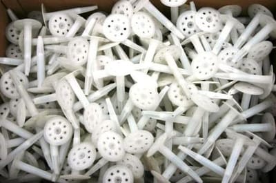 Isolatiepluggen - Isolatiebevestiging - Gevelisolatie Vastzetten - Met Stalen Nagel - 25 mm Lengte - Grijs