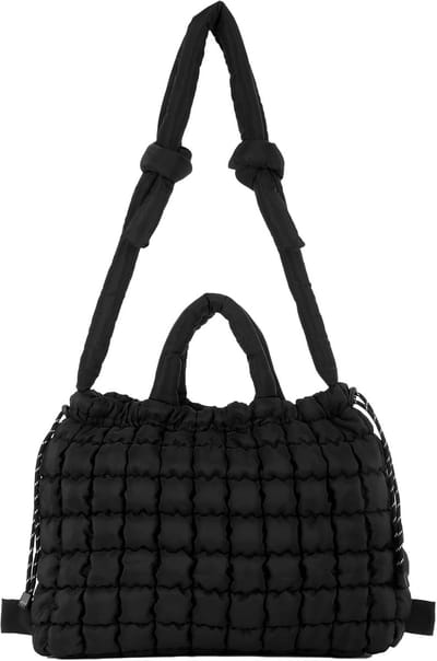 Grote Gewatteerde Schoudertas voor Vrouwen, Lichtgewicht Fluffy Nylon Tote, Ideaal voor Winkelen en Dagelijks Gebruik