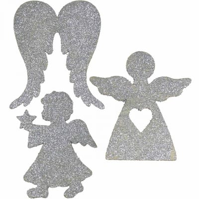 Strooidecoratie Kerstengel decoratie zilver glitter H8cm 24 st, 24 Stü