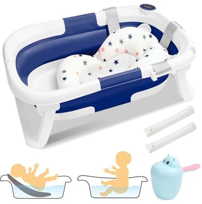 Opvouwbare Babybadkuip met Thermometer en Antislip Mat