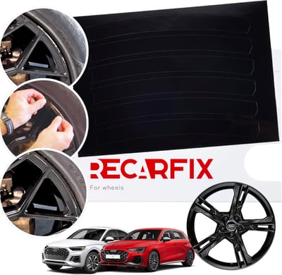 Velgschade Patches Audi Gloss Black – Zelfklevende velgreparatie bij stoeprandschade