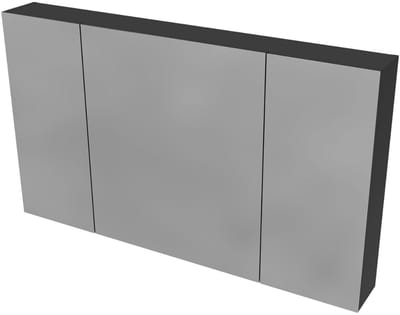 HAYAT spiegelkast – 3 asymmetrische enkelzijdige spiegeldeuren – 120x70x15 cm – Mat zwart