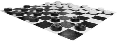 Groot Damspel - Dammen Buiten - Buiten Spelen - 25cm Schijven - 54x52x52cm - Wit Zwart