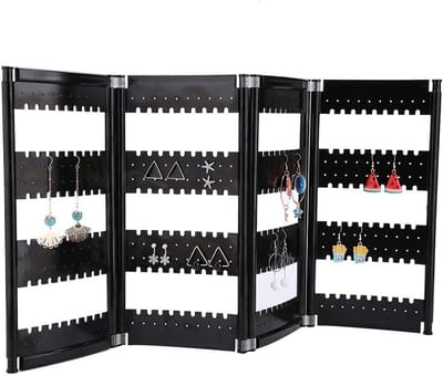 Vouwbare Oorbellen Display Stand, 4 Panelen Sieraden Organizer voor Oorbellen en Studs, Ruimtebesparende Oplossing voor Sieradenopslag