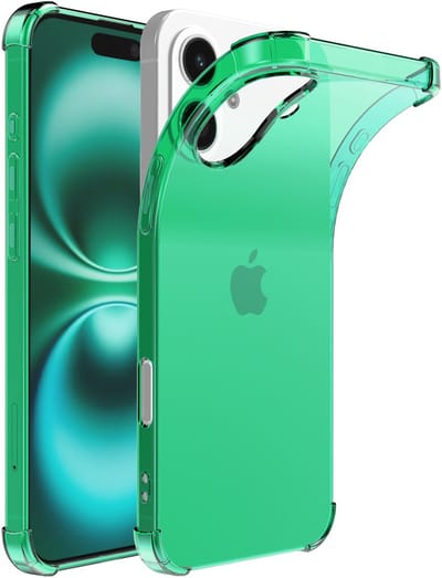 Smartphonica Telefoonhoesje Geschikt voor iPhone 16 Plus Transparant Schokbestendig Siliconen Hoesje met Stootrand - Shockproof Back Cover Case - Groen geschikt voor iPhone 16 Plus